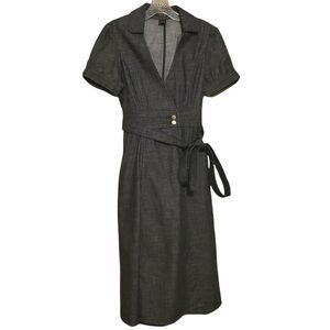 Sean by Sean Combs | Dark Blue Denim V-Neck Midi Length Wrap Dress (Size XS)